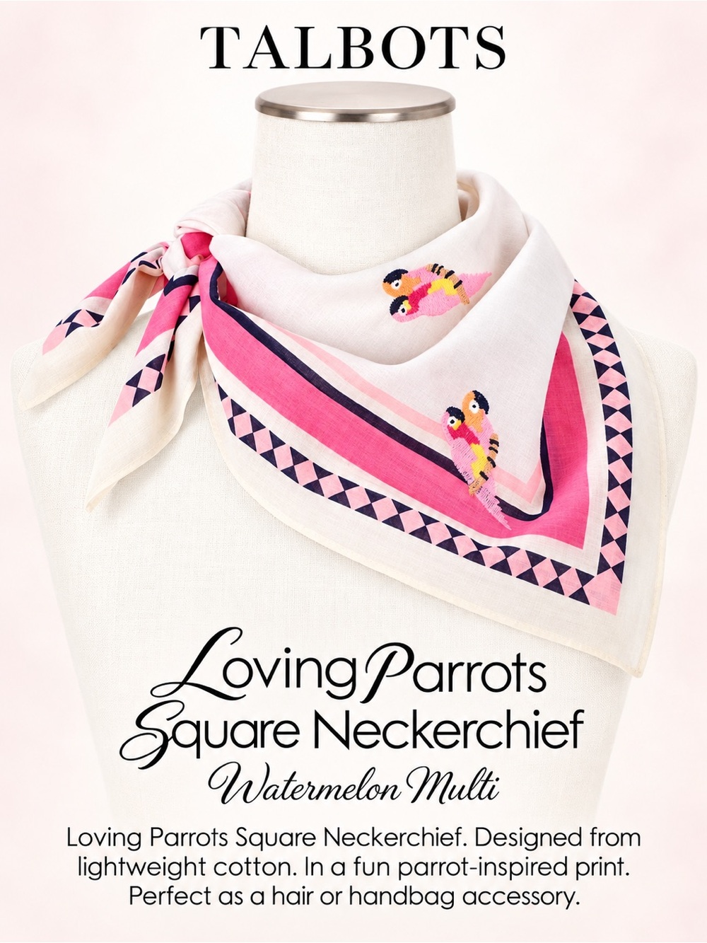 Loving Parrots Square Neckerchief Watermelon Multi